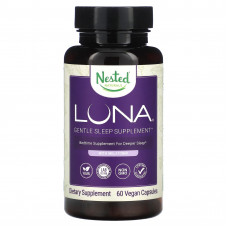 Nested Naturals, Luna, добавка для мягкого сна с мелатонином, 60 веганских капсул