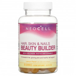 NeoCell, Средство для красоты волос, кожи и ногтей, лимон, 60 жевательных таблеток