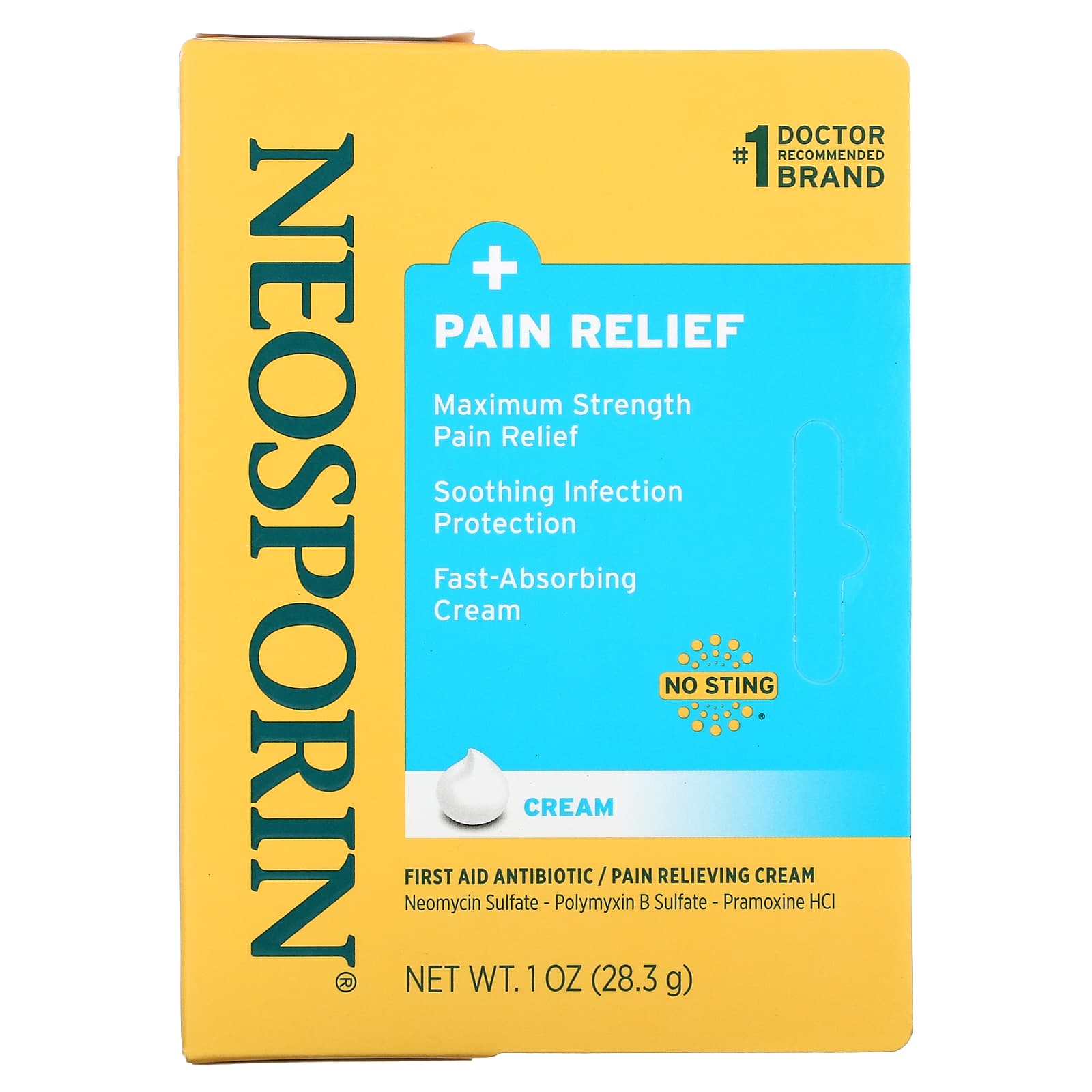 Neosporin, Крем двойного действия, обезболивающий крем, 1 унция (28,3 г)