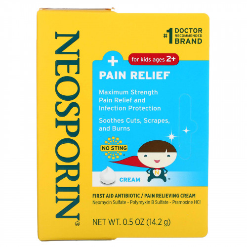 Neosporin, +Pain Relief, обезболивающий крем, для детей от 2 лет, 14,2 г (0,5 унции)
