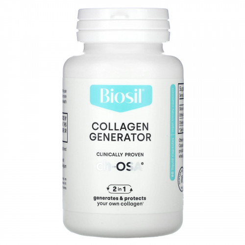 BioSil, Collagen Generator, средство для стимулирования производства коллагена, 60 капсул с жидкостью