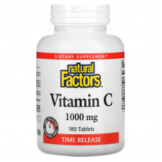 Natural Factors, витамин C, с медленным высвобождением, 1000 мг, 180 таблеток