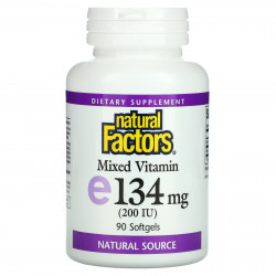 Natural Factors, смесь витаминов, витамин E, 200 МЕ, 90 мягких таблеток