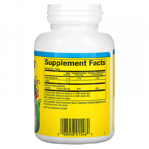 Natural Factors, Big Friends, жевательный витамин D3, ягодный вкус, 10 мкг, 250 жевательных таблеток