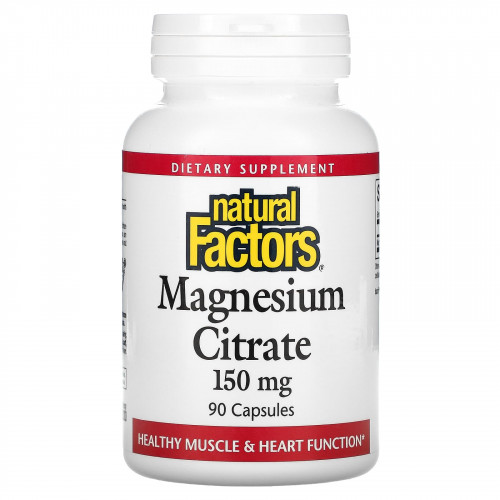 Natural Factors, цитрат магния, 150 мг, 90 капсул