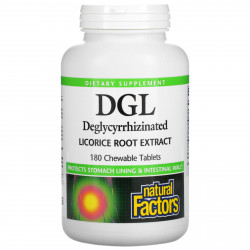 Natural Factors, DGL, деглицирризированный экстракт корня солодки, 180 жевательных таблеток