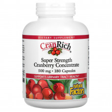 Natural Factors, CranRich, суперсила, концентрат клюквы, 500 мг, 180 капсул