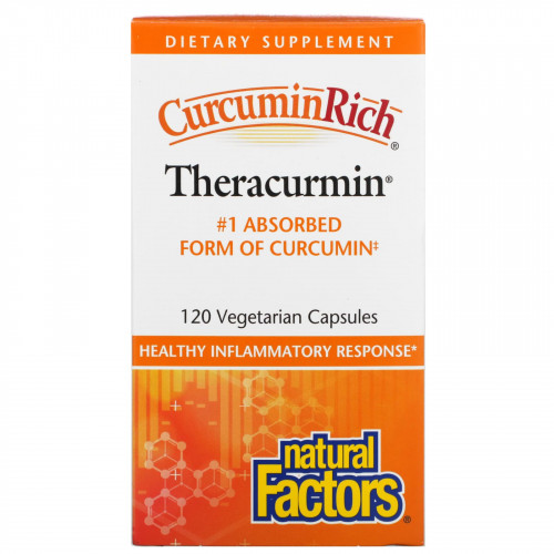 Natural Factors, CurcuminRich, Theracurmin, куркумин, 120 растительных капсул