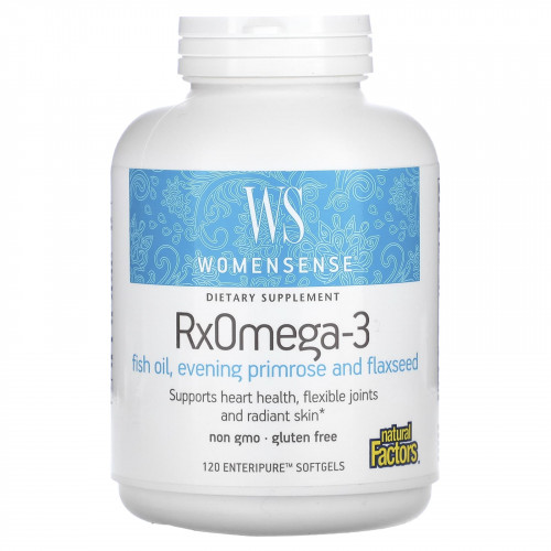 Natural Factors, WomenSense, RxOmega-3, 120 мягких таблеток Enteripure