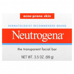 Neutrogena, Прозрачное кусковое мыло для лица, для кожи, склонной к акне, 99 г (3,5 унции)