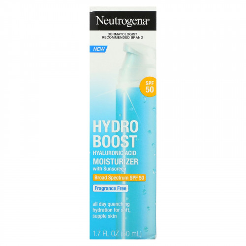 Neutrogena, Hydro Boost, увлажняющий крем с гиалуроновой кислотой, SPF 50, без отдушек, 50 мл (1,7 жидк. Унции)