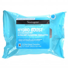 Neutrogena, Hydro Boost с гиалуроновой кислотой, ультрамягкие очищающие салфетки, 25 салфеток на растительной основе