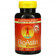 Nutrex Hawaii, BioAstin, гавайский астаксантин, 4 мг, 120 мягких таблеток