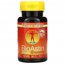 Nutrex Hawaii, BioAstin, гавайский астаксантин, 12 мг, 50 мягких таблеток
