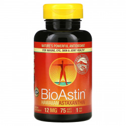 Nutrex Hawaii, BioAstin, гавайский астаксантин, 12 мг, 75 мягких таблеток