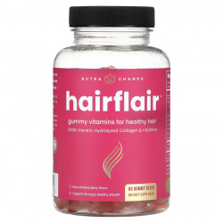 NutraChamps, Hairflair, натуральное ягодное ассорти, 60 жевательных мишек