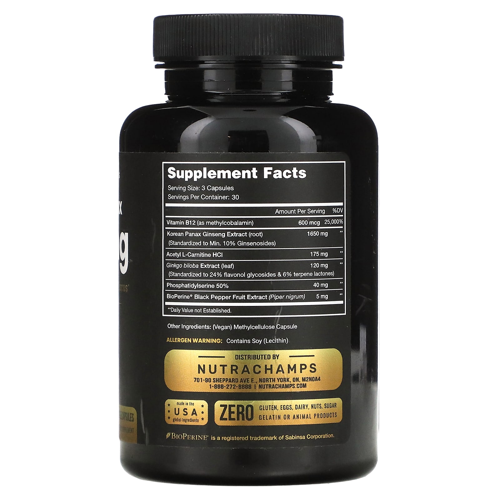 NutraChamps, Korean Panax Ginseng`` 90 растительных капсул