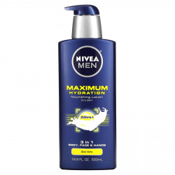 Nivea, Men, максимальное увлажнение, питательный лосьон «3 в 1», алоэ вера, 500 мл (16,9 жидк. унций)