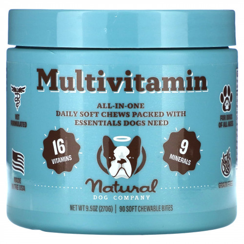 Natural Dog Company, мультивитамины, для собак всех возрастов, 90 мягких жевательных таблеток, 270 г (9,5 унции)