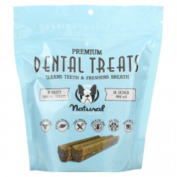 Natural Dog Company, Dental Treats, очищает зубы и освежает дыхание, 18 вкусных лакомств для зубов, 414 мл (14 унций)