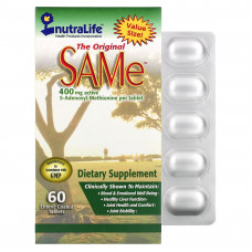 NutraLife, SAMe (дисульфат тозилат), 400 мг, 60 капсул, покрытых кишечнорастворимой оболочкой