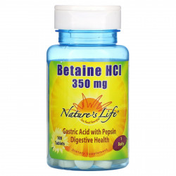Nature's Life, бетаина гидрохлорид, 350 мг, 100 таблеток