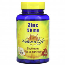 Nature's Life, цинк, 50 мг, 250 таблеток