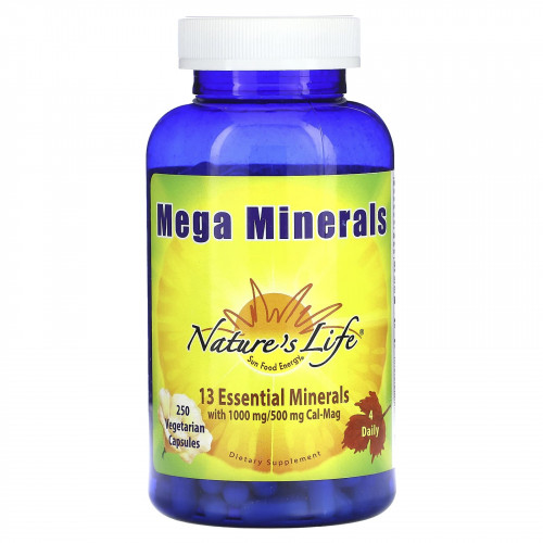 Nature's Life, Mega Minerals, 250 вегетарианских капсул