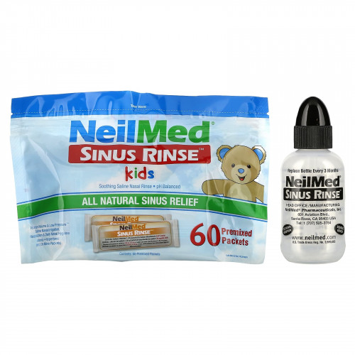 NeilMed, Для детей, средство для полоскания носовых пазух, от 2 лет, 60 пакетиков с готовой смесью