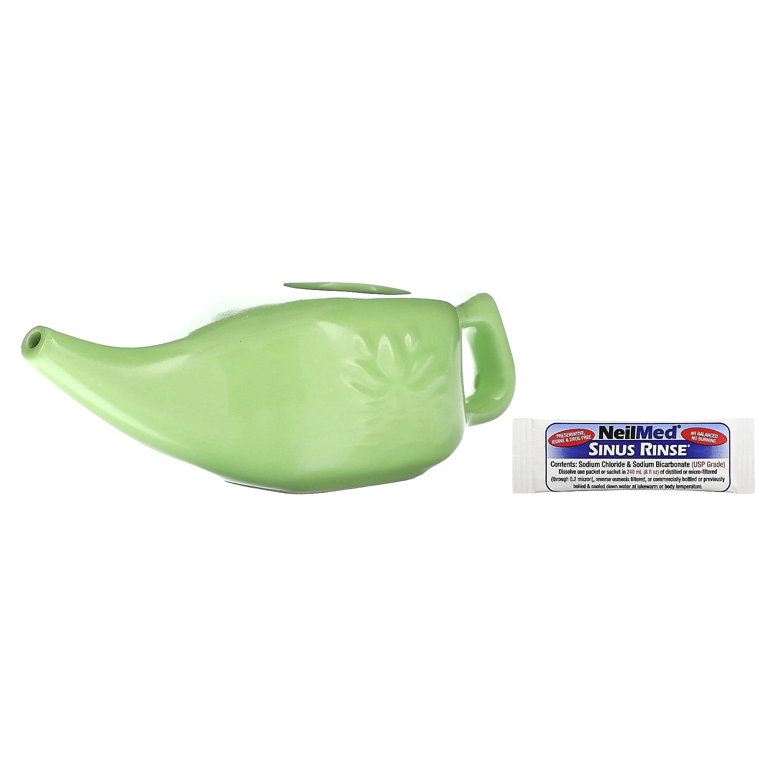 NeilMed, Porcelain Neti Pot, средство от аллергии, 1 фарфоровый нети-горшок, 30 предварительно смешанных пакетиков