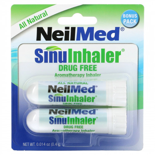 NeilMed, SinuInhaler, ароматерапевтический ингалятор, без лекарств, 2 ингалятора, 0,4 г (0,014 унции)