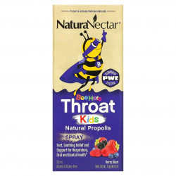 NaturaNectar, Bee Hero Throat Kids, Натуральный спрей с прополисом, Berry Blast, 30 мл