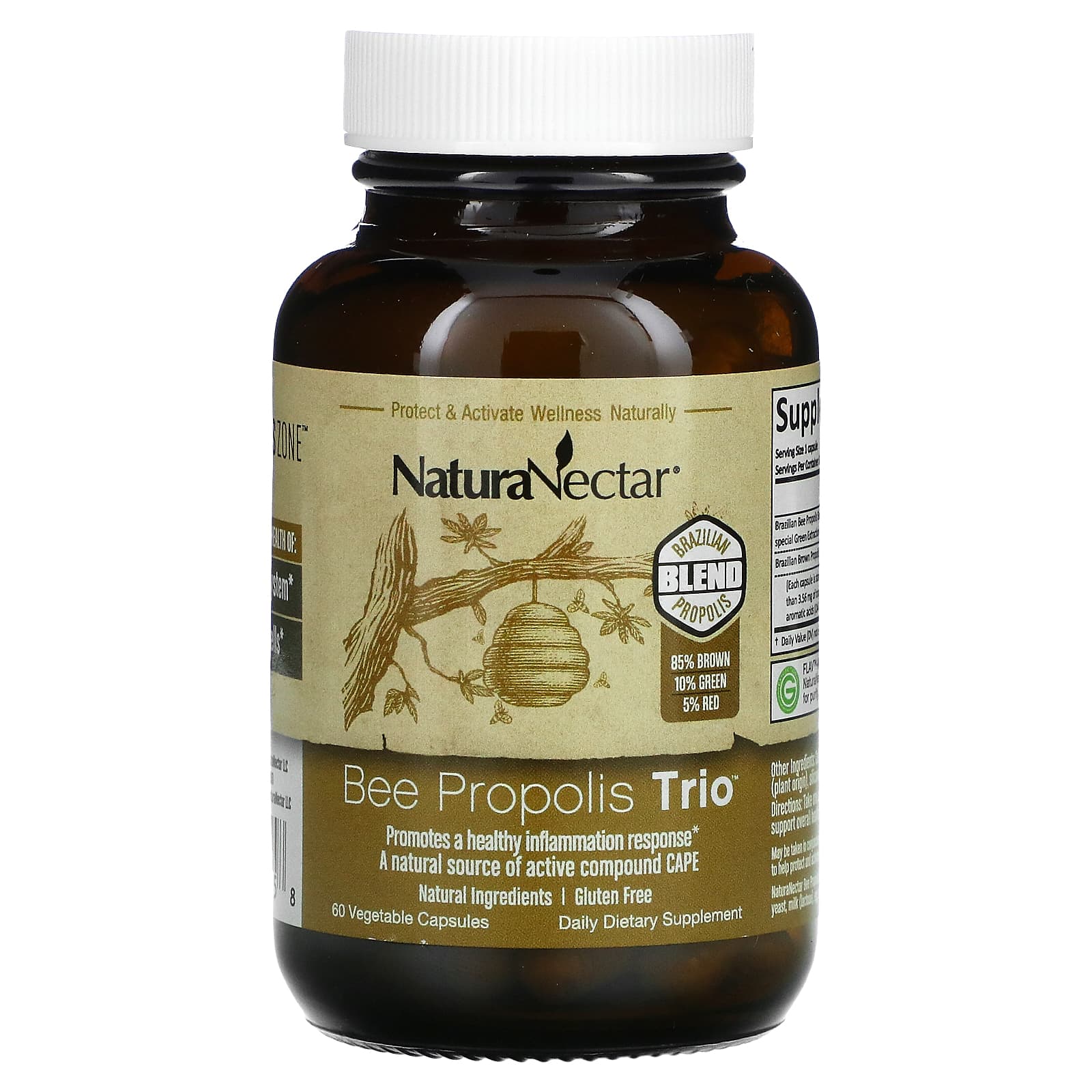 NaturaNectar, Bee Propolis Trio, 60 вегетарианских капсул