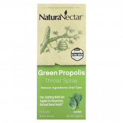 NaturaNectar, Спрей для горла с зеленым прополисом, для детей от 2 лет, прохладная мята, 30 мл (1 жидк. Унция)