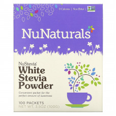 NuNaturals, NuStevia, белый порошок стевии, 100 пакетиков, 100 г (3,5 унции)