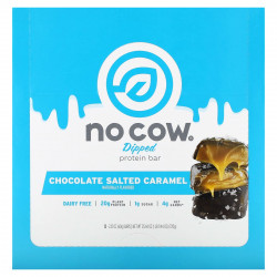 No Cow, протеиновый батончик в глазури, шоколад с соленой карамелью, 12 батончиков по 60 г (2,12 унции)