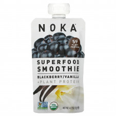 Noka, Смузи из суперфудов с растительным протеином, ежевика, ваниль, 120 г (4,22 унции)