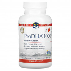 Nordic Naturals, ProDHA 1000, добавка с аминокислотами, с клубничным вкусом, 1000 мг, 120 капсул
