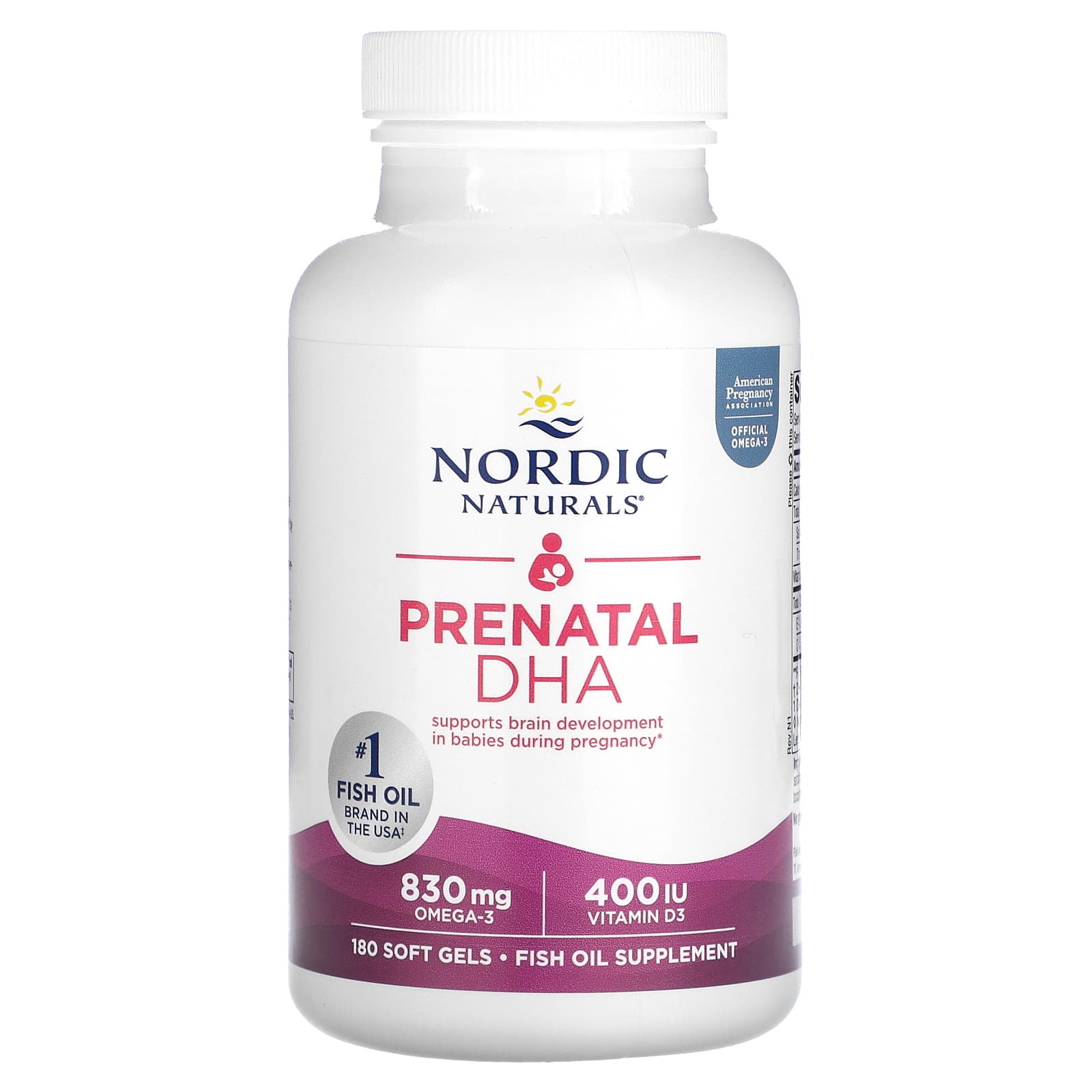 Nordic Naturals, Prenatal DHA, пренатальная ДГК, без добавок, 180 капсул