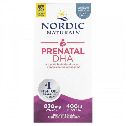 Nordic Naturals, Prenatal DHA, пренатальная ДГК, без добавок, 180 капсул