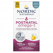 Nordic Naturals, омега-3 для приема после родов, лимон, 560 мг, 60 капсул