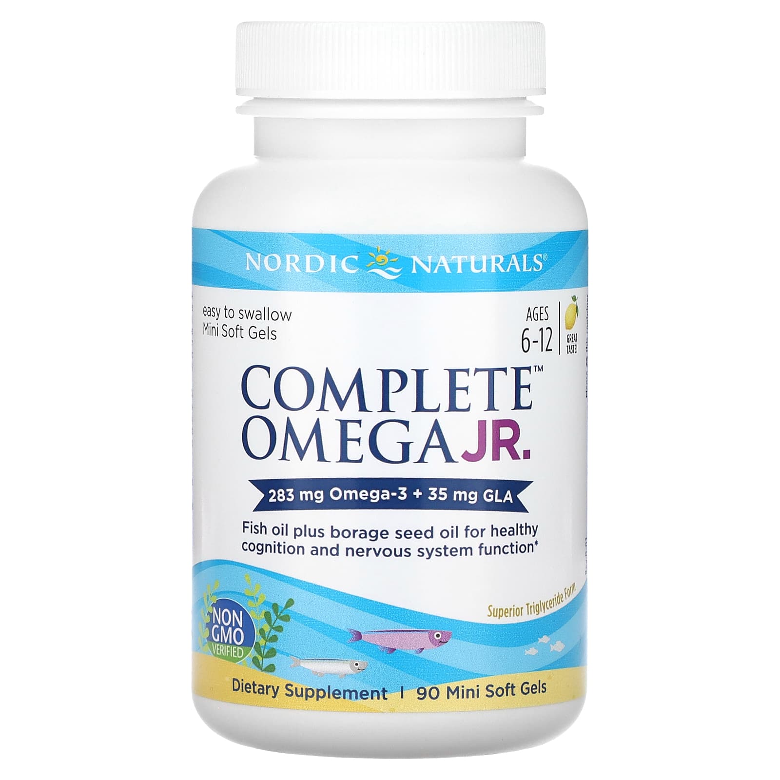 Nordic Naturals, Complete Omega, омега для детей от 6 до 12 лет, со вкусом лимона, 90 мини-капсул