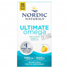 Nordic Naturals, Ultimate Omega Xtra, со вкусом лимона, 740 мг, 60 капсул