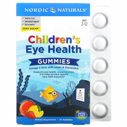 Nordic Naturals, жевательные мармеладки для здоровья глаз, для детей от 2 до 12 лет, со вкусом клубничного лимонада, 30 жевательных мармеладок