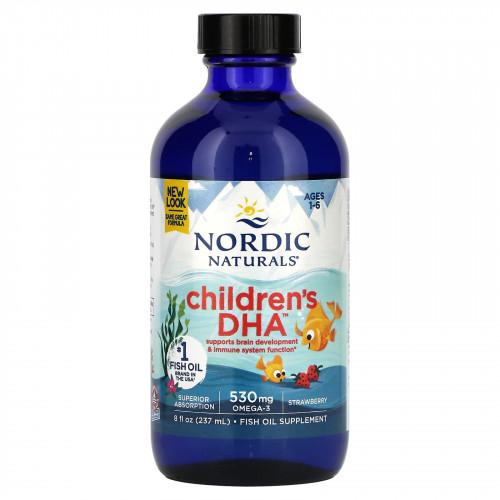 Nordic Naturals, ДГК для детей от 1 до 6 лет, клубника, 237 мл (8 жидк. Унций)