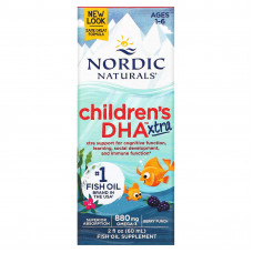 Nordic Naturals, Children's DHA Xtra, для детей возрастом 1–6 лет, вкус ягодного пунша, 880 мг, 60 мл (2 жидк. унции)