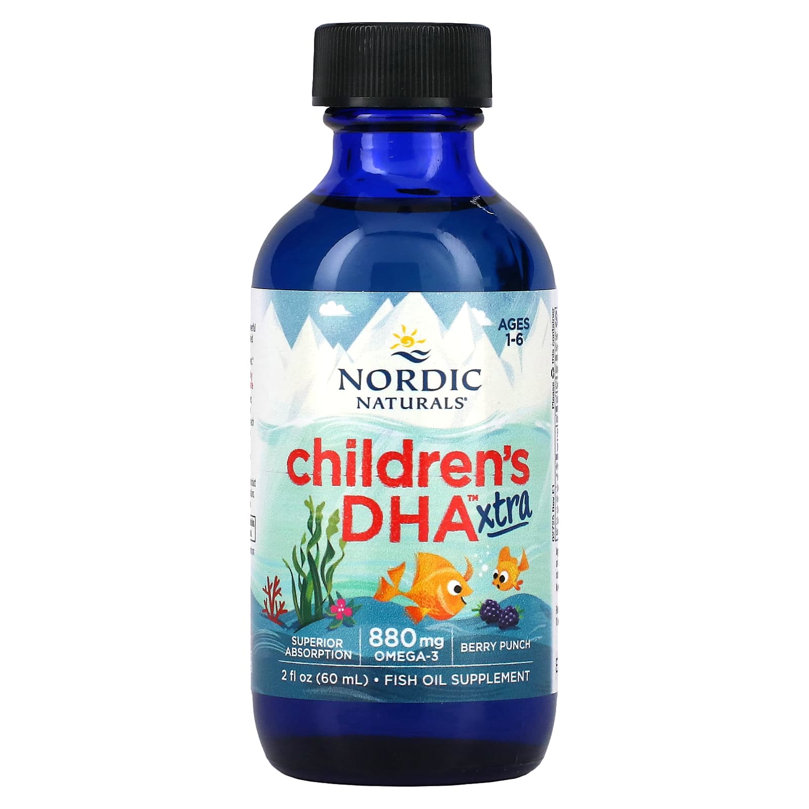 Nordic Naturals, Children's DHA Xtra, для детей возрастом 1–6 лет, вкус ягодного пунша, 880 мг, 60 мл (2 жидк. унции)