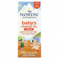 Nordic Naturals, Детский витамин D3, жидкий, 10 мкг (400 МЕ), 22,5 мл (0,76 жидк. Унции)