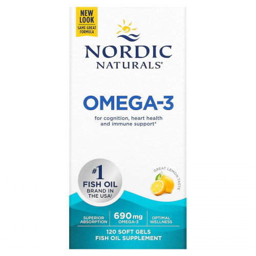 Nordic Naturals, омега-3, со вкусом лимона, 345 мг, 120 капсул