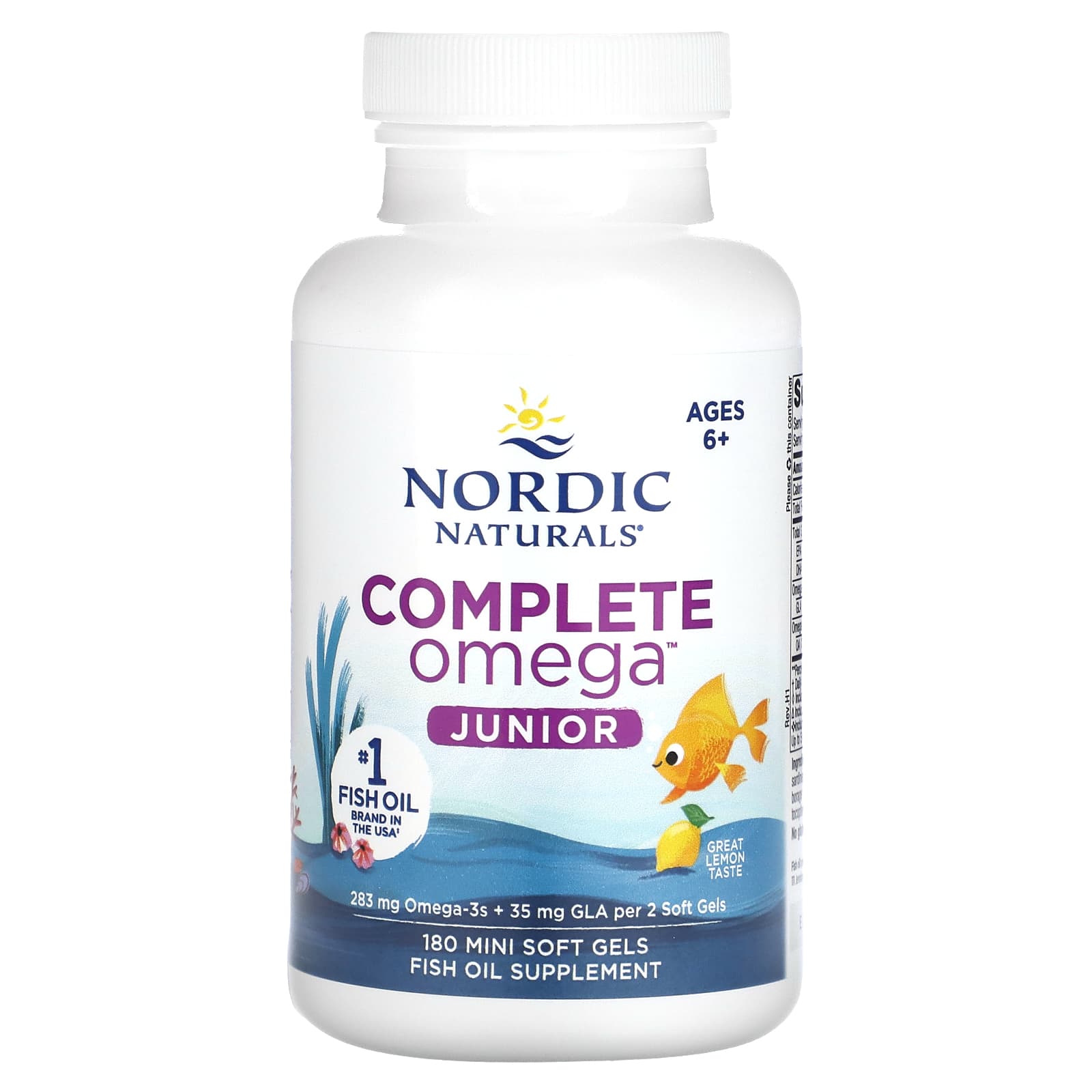 Nordic Naturals, Complete Omega Junior, для детей от 6 до 12 лет, лимон, 180 мини-капсул